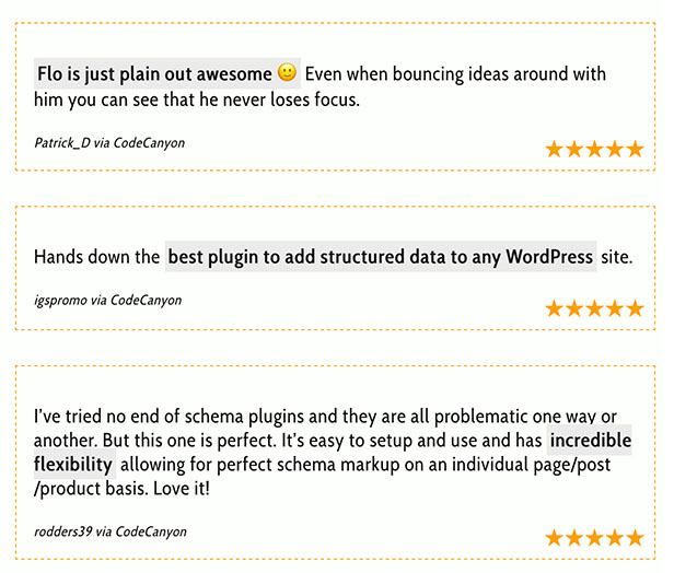 Testimonials of the Rich Snippets Plugin