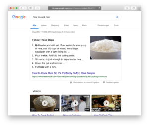 Search Result on Google shows a Rich Snippets as the very first result.