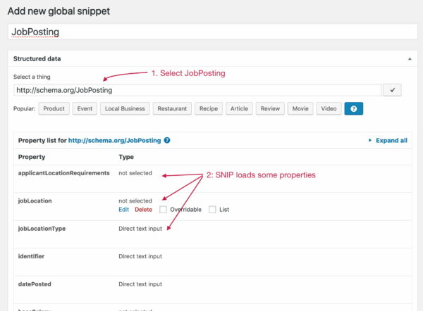 Global Snippets Screen SNIP Rich Snippets Structured Data 