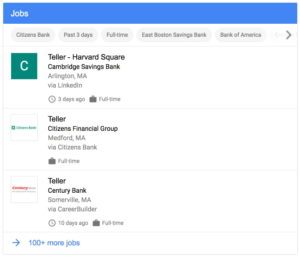 Google Lists Jobs directly in the search