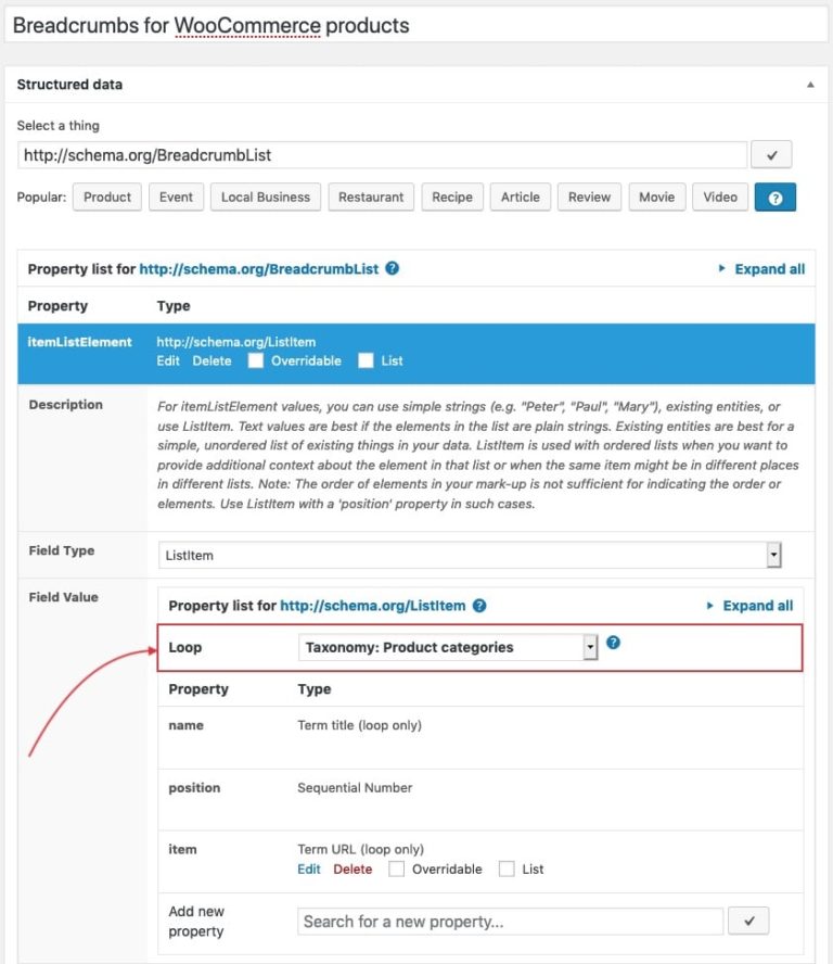 structured data creator itemlistelement