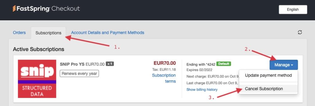 How to cancel a subscription on Fastspring