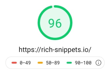 PageSpeed Insights for rich-snippets.io: 96 out of 100 points